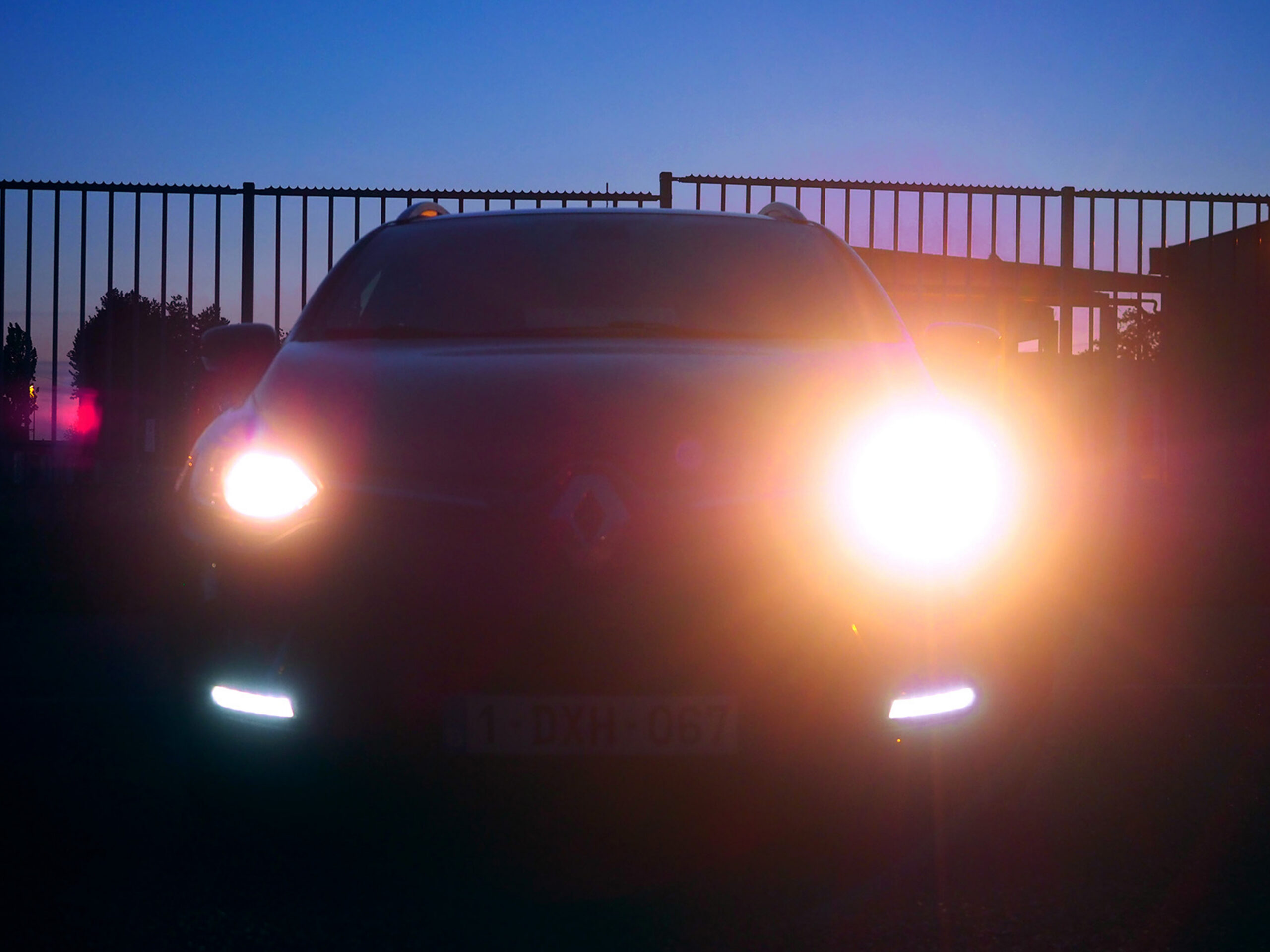 Blinding lights The lights of a car